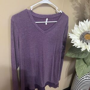 Purple V-Neck Women's Top